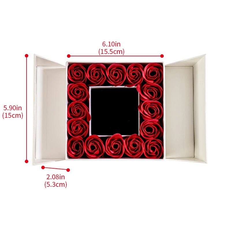 Eternal Flower Jewelry Box W Blue Crystal Heart Necklace Pendant Soap Rose Gift Box Wedding Jewelry Gift for Women Girfriend Mom